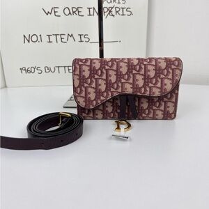 Dior Pink and Burgundy Patterned Clutch